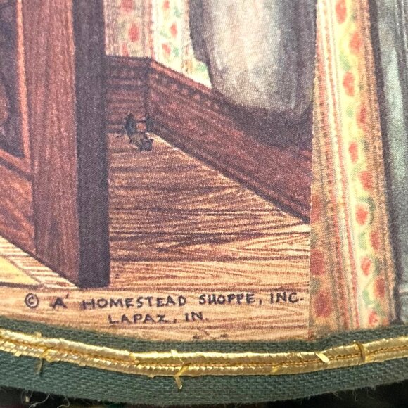 Vintage Christmas Punch Litho ShadeTable Lamp Detail Holiday Scene Basket Base - Picture 10 of 16